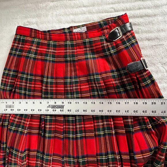 Vintage The Scotch House Women Red Tartan Plaid Wool Kilt Skirt Size 14 Scotland - Picture 7 of 8